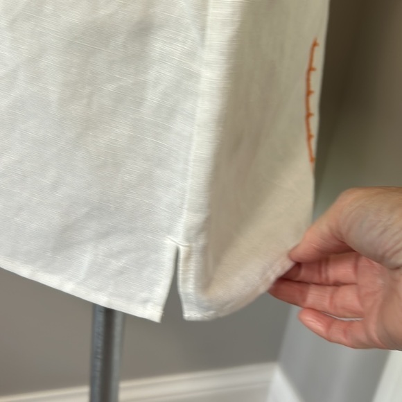 Tory Burch Short Tunic Linen Swim Cover Up White Orange Relaxed Fit Mini Sz S - Picture 7 of 12
